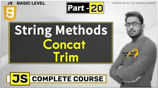 How to use concat and trim string methods in Javascript in Hindi for Beginners