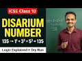 Disarium Number Program in Java Easy Logic Dry Run ICSE Class 10 Computer Applications