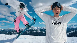 Pro Skier attempts Snowboarding  (Part 2.0)