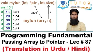 Passing Array to Pointer Variable in User-Defined Function C Language LECTURE - 87
