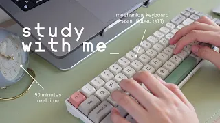 study with me mechanical keyboard typing asmr modded rk71 50 min real time no midroll ads