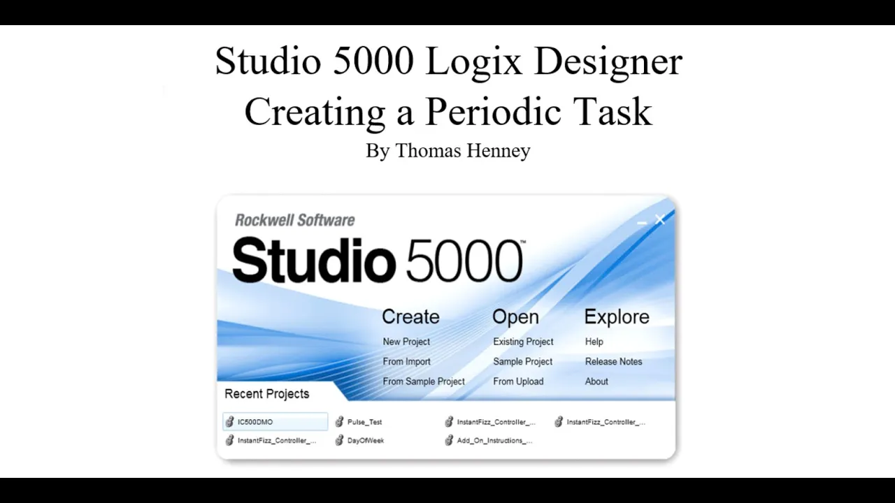 Outline Video 6. Studio 5000 Logix Designer Adding A Periodic Task