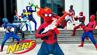 pro 4 red spider man vs pro 4 blue spider man superhero story nerf was like video games 