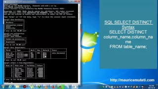 Structured Query Language Tutorial SQL Part 9 SELECT DISTINCT Statement Command Prompt Console