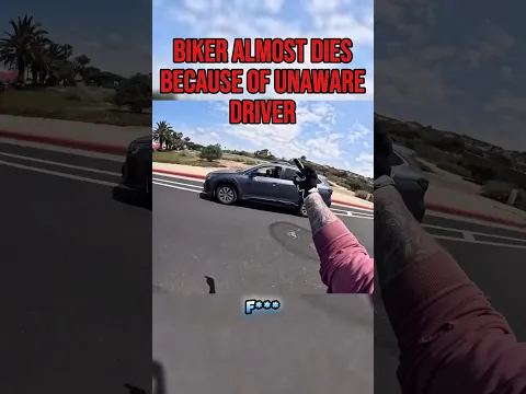 Biker Almost Dies Because Of Unaware Driver @rarenobdy #biker#roadrage#closecall