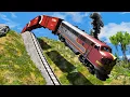 Lagu Train vs Steep Slope #4 - Cars vs Train - BeamNG.Drive