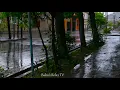 Rainy Atmosphere - Evening Hard Rain and Thunders on the Street From Window