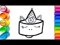 How to Draw a Cute Unicorn Cake Birt ay Cake Coloring Page for Kids