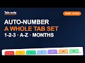 Auto-Number a Whole Tab Set in Seconds 1-2-3 A-Z Roman Numerals Months Tabzoola
