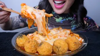 CHEESY RICE CAKE + FRIED CHEESE BALL (ASMR EATING SOUNDS) NO TALKING | SAS-ASMR