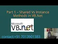 Part 1 - Shared Vs Instance methods in VB Net