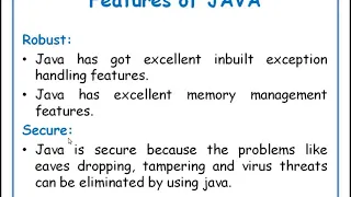 Features of JAVA in Telugu JAVA in Telugu Lecture-2