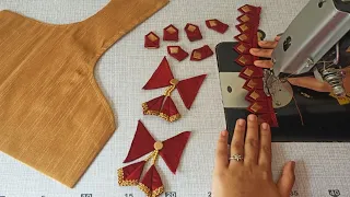 New Designer blouse back neck design || Blouse || cutting and stitching back neck blouse design