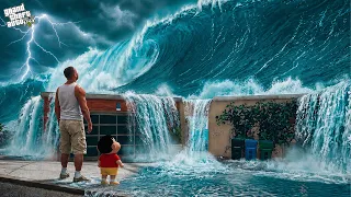 GTA V: Franklin And Shinchan Facing The Biggest Tsunami In Los Santos! In GTA 5 Telugu | #gta5