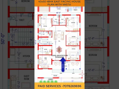 40x50 4BHK EAST FACING HOUSE PLAN WITH VASTU 2