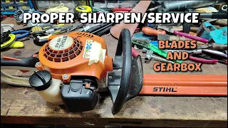 STIHL HS 45 Hedge Trimmer How To Properly SHARPEN SERVICE the Blades