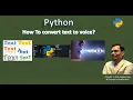How to convert text to voice by Python Text to Speech python Step-by-Step Tutorial