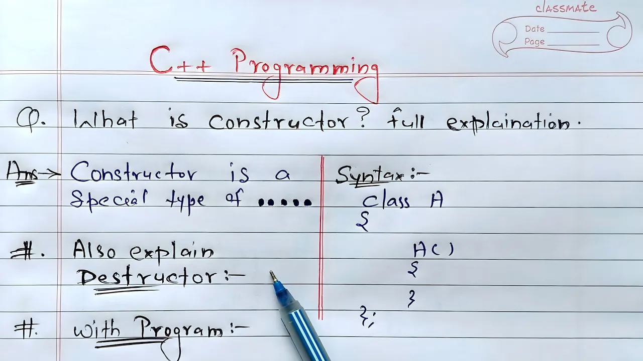 constructor and destructor in c++ | constructor and destructor in hindi | constructor in c++ - YouTube thumbnail