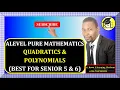 003 - ALEVEL PURE MATHEMATICS QUADRATICS AND POLYNOMIALS ALGEBRA FOR SENIOR 5 6