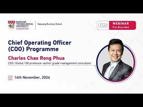 Online Webinar on NTU NBS School's Chief Operating Officer (COO) Programme