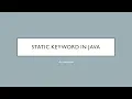 Static Keyword in Java - Devsena Mishra
