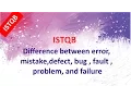 ISTQB Foundation Course Difference between error mistake defect bug fault and failure