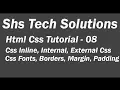 Html Css Tutorial - 8 How to write Inline Internal External Css Css Borders Margins Padding