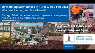 Special Lecture Turkey Earthquakes 2023 Feb By Prof George Markou 