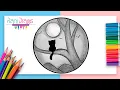 Como dibujar un PAISAJE NOCTURNO con lapiz - ideas de dibujos de paisajes faciles