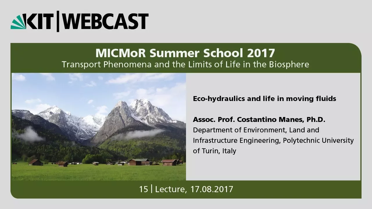 15: Eco-hydraulics and life in moving fluids
