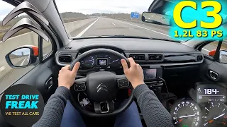 2023 citroen c3 1 2 puretech 83 5 speed manual 83 ps top speed autobahn drive pov