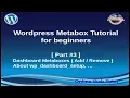 Wordpress Metabox Tutorial for beginners from scratch Part Add Metabox at dashboard screen