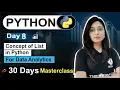 Python For Data Analyst Day 08 Concept of List - Python Free 30 Day Class Data Analytics Course