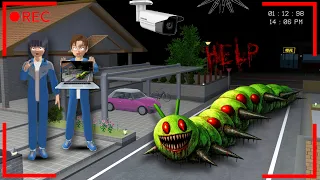 Yuta Mio Panik CCTV Merekam ULAT BULU RAKSASA & MONSTER HOUSE HEAD 😱 | Sakura School Simulator