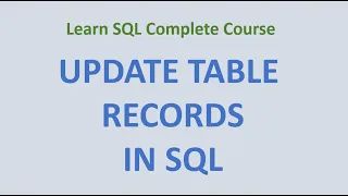 17 UPDATE command SQL - Update Table Records in SQL