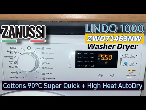 Download MP3 Zanussi Lindo 1000 ZWD71463NW Washer Dryer - Cottons 90ºC Super Quick + Autodry