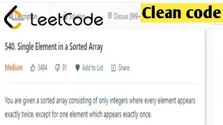 Single Element in a sorted array LeetCode 540 leetcode 540 Java solution leetcode 540 solution