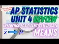 AP Statistics Unit 4 Review Inference for Quantitative Data Means New CED