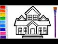 How to draw a School coloring page drawing clipart
