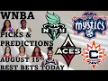 WNBA Picks and Predictions August 15th Best Bets Today