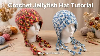 Crochet Jellyfish Hat Tutorial .Cute & Cozy Winter Hat for Adults