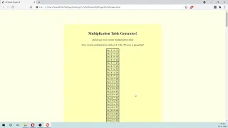 Multiplication Table Generator using JS JS Demo Project 4 Prompt Learn HTML CSS JS