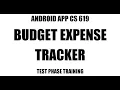 Budget Expense Tracker Test Phase Training Part 1