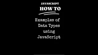 JavaScript JS Examples of Primitive Data Types
