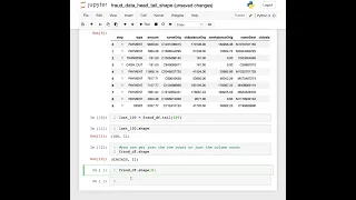 Using the head tail and shape methods on a pandas data frame
