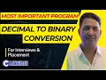 Decimal to Binary Conversion Most Important Program C Language Mostly Asked in TCS and Infosys