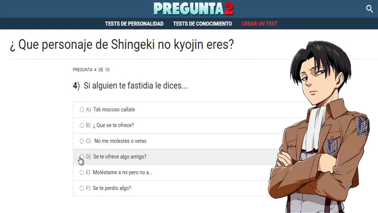 Que personaje de Shingeki no kyojin eres? TEST