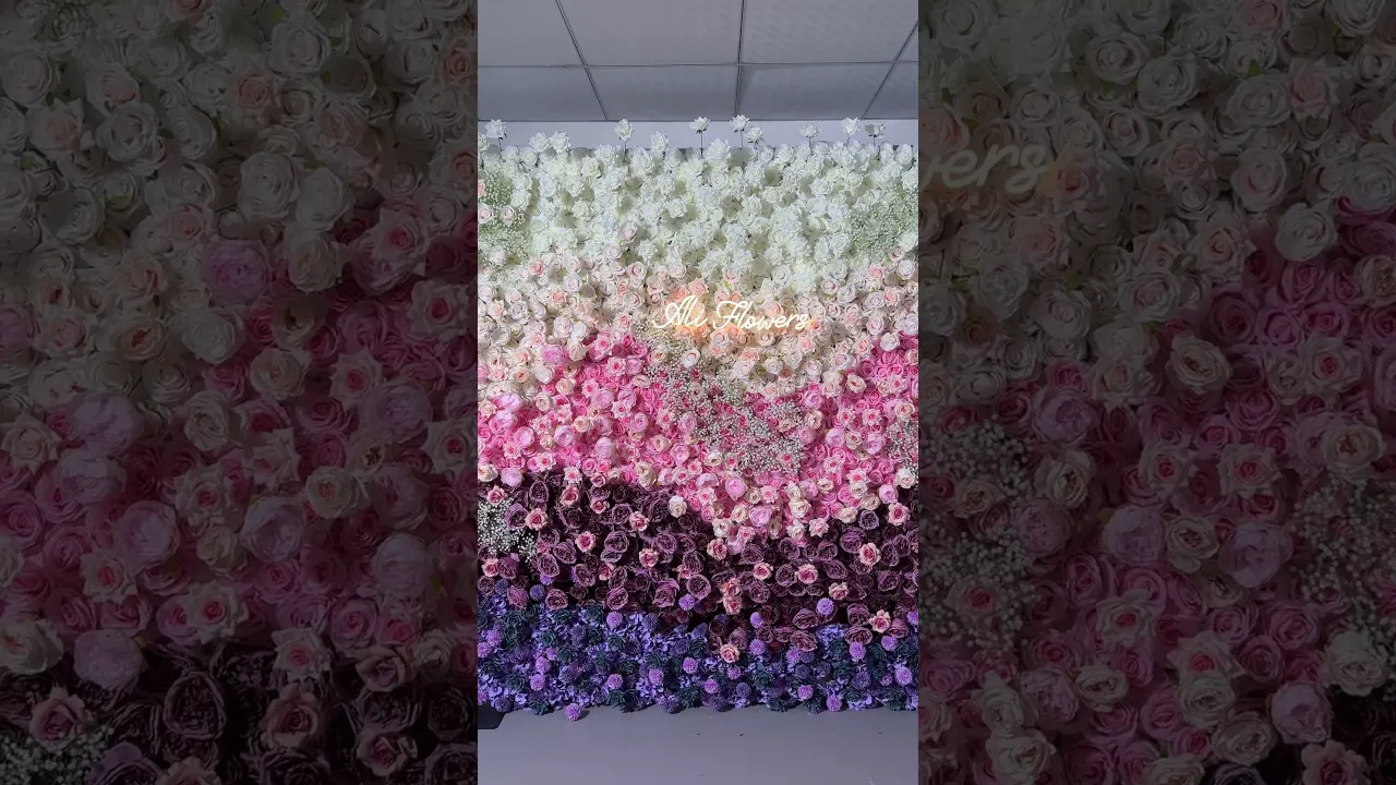 Gradient Colorful Rose & Hydrangea 5D Flower Wall with Babysbreath ALFWL150