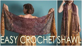 How to Crochet an Easy Beginner 1-Row Repeat Ripple Shawl Scarf or Blanket Undulation