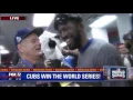 Bill Murray Dexter Fowler share champagne toast after Cubs win World Series